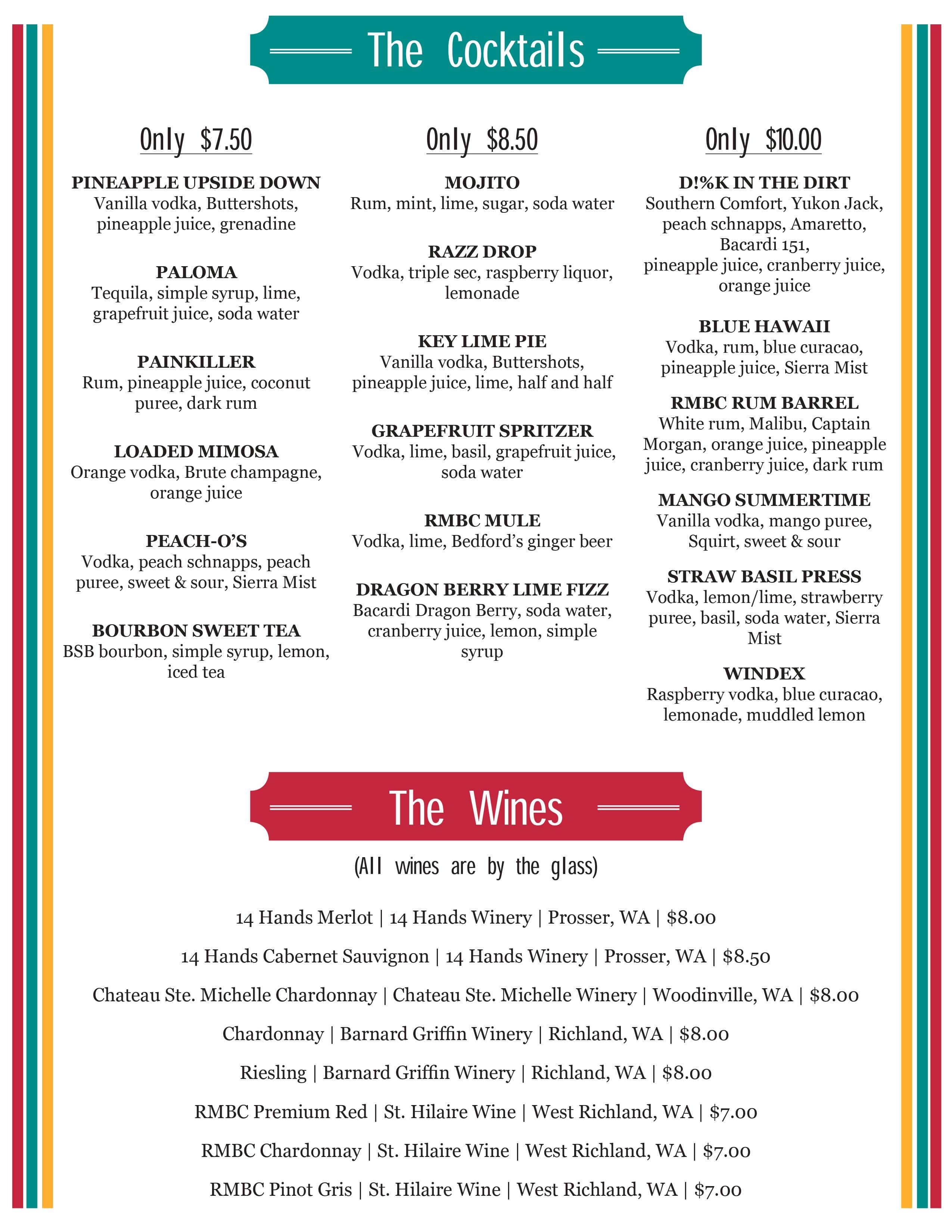 Beer & Cocktail List Rattlesnake Mountain Brewing Co.