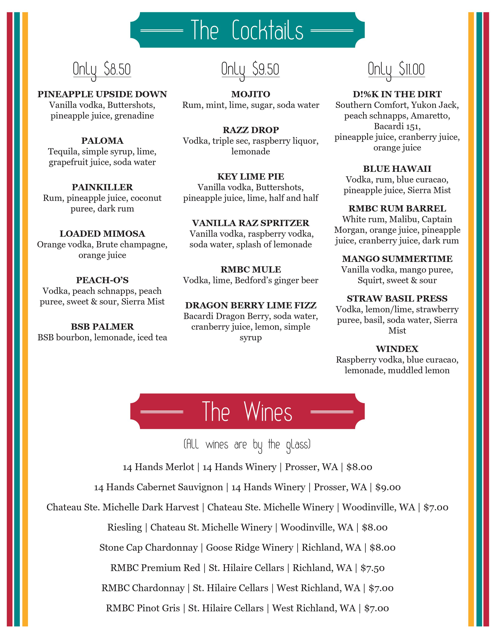 Beer & Cocktail List Rattlesnake Mountain Brewing Co.