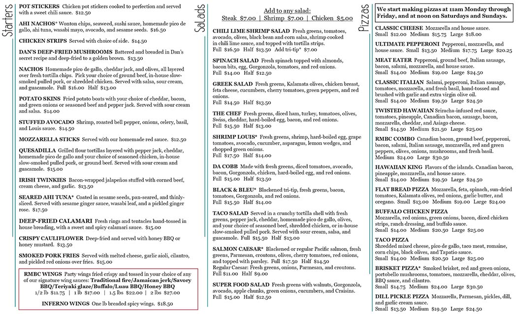 Menu Rattlesnake Mountain Brewing Co.